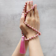 Buddha Stones 108 Mala Rhodonite Beads Yoga Meditation Prayer Beads Bracelet Bracelet BS 2