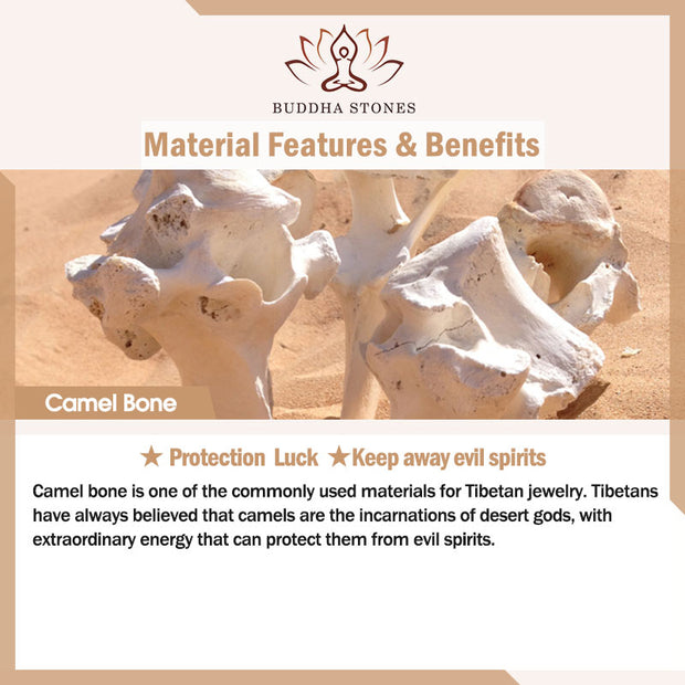 Buddha Stones Tibetan Natural Camel Bone Dzi Bead Bodhi Seed Charm Luck Bracelet