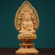 Buddha Stones Handmade Sakyamuni Kwan Yin Avalokitesvara Ksitigarbha Bodhisattva Statue Boxwood Grounding Home Decoration