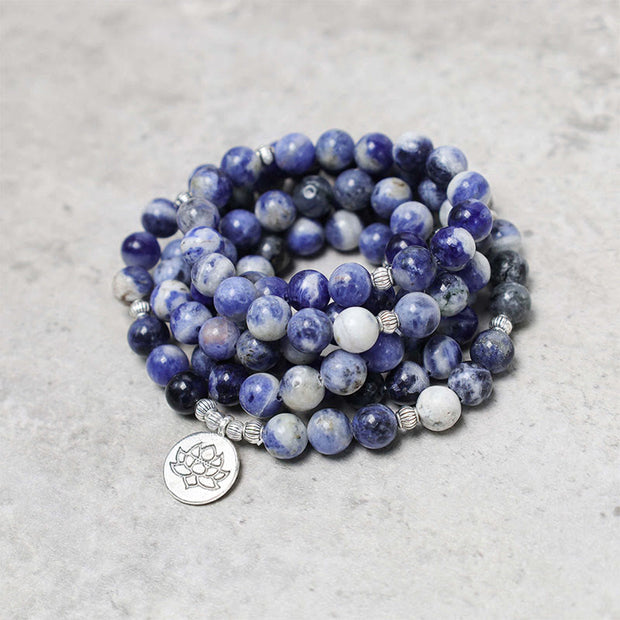 Buddha Stones Natural Blue Aventurine Lotus Peace Necklace Bracelet Bracelet Necklaces & Pendants BS 1