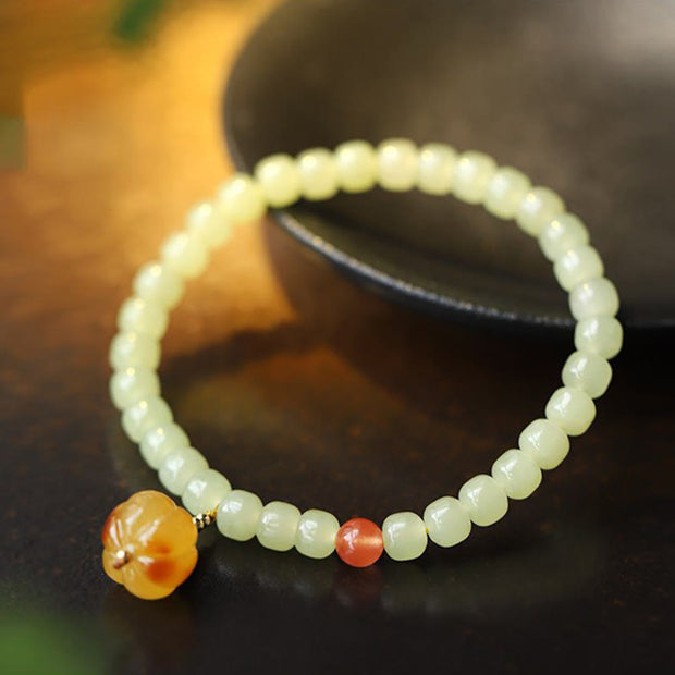 Natural Hetian Jade Pumpkin Amber Red Agate Crystal Prosperity Bracelet Bracelet BS 5