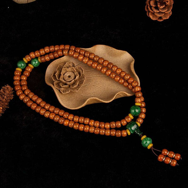 Buddha Stones 108 Beads Mala Bodhi Seed Jade Harmony Bracelet Mala Bracelet BS 4