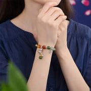 Buddha Stones 925 Sterling Silver Hetian Cyan Jade Gourd Amber Success Bracelet Bracelet BS 2