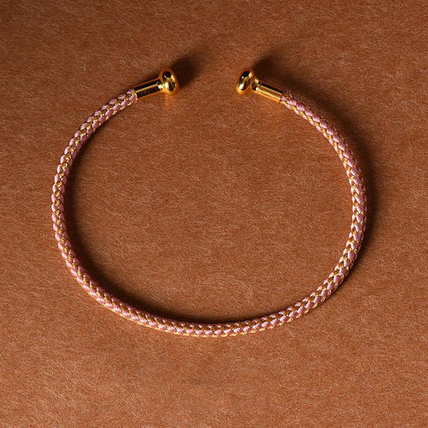 Buddha Stones Simple Design Handmade Luck Braid String Cuff Bracelet Bracelet BS Light Pink
