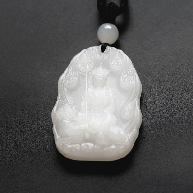 Buddha Stones Ksitigarbha Buddha Liuli Crystal Serenity Amulet Necklace Pendant Necklaces & Pendants BS White Ksitigarbha