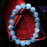 Buddhastoneshop Aquamarine Beads Peace Healing Bracelet