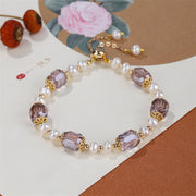 Buddha Stones Natural Amethyst Pearl Peace Healing Chain Bracelet Bracelet BS 1