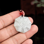 Buddha Stones Natural Jade Bagua Yin Yang Luck Necklace Pendant Necklaces & Pendants BS 3