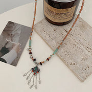 Buddha Stones Tibetan Crystal Stone Copper Luck Tassel Necklace Pendant Necklaces & Pendants BS 2