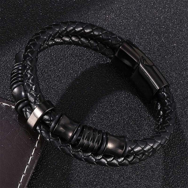 Buddha Stones Layered Leather Weave Fortune Bracelet Bracelet BS 4