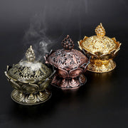 Buddha Stones Tibetan Lotus Shaped Purify Incense Burner Incense Burner BS 17