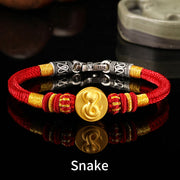Buddha Stones 999 Gold Chinese Zodiac Auspicious Matches Om Mani Padme Hum Luck Handcrafted Bracelet Bracelet BS Snake 19cm