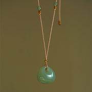 Buddha Stones Natural Jade Luck Prosperity Necklace Pendant (Random Color) Necklaces & Pendants BS 14
