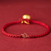 Buddha Stones Handmade Fu Character Charm Luck Happiness Bell Red Rope Bracelet Bracelet BS 2