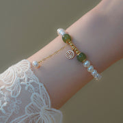Buddha Stones Natural Pearl Hetian Jade Happiness Wisdom Bead Bracelet Bracelet BS 4