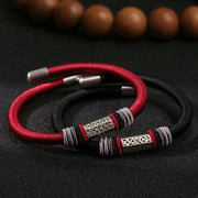 Buddha Stones 925 Sterling Silver Om Mani Padme Hum Peace Red String Bracelet Bracelet BS 2