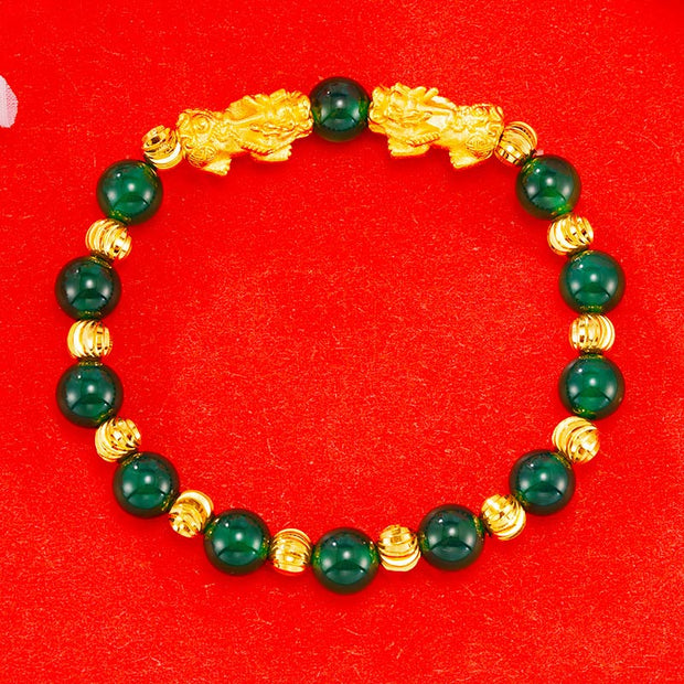 Buddha Stones Electroplating Golden Double Pixiu Wealth Bracelet Bracelet BS 1