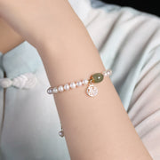 Buddha Stones Natural Pearl Hetian Jade Happiness Healing Bead Bracelet Bracelet BS 2