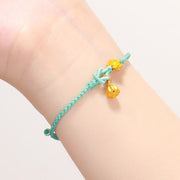 Buddha Stones Handmade 999 Gold Lotus Flower Pod New Beginning Braid String Bracelet Bracelet BS 14