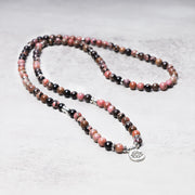 Buddha Stones 108 Mala Beads Rhodonite Lotus Compassion Energy Bracelet Mala Bracelet BS 2