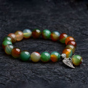 Buddhastoneshop Tibetan Natural Green Agate Healing Bracelet