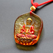 Buddha Stones Tibet Medicine Buddha Liuli Crystal Compassion Necklace Pendant Necklaces & Pendants BS Auspicious Clouds Medicine Buddha
