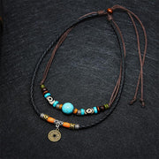 Buddha Stones Turquoise Dzi Bead Protection Necklace Necklaces & Pendants BS 2