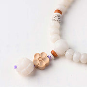 Buddha Stones Tibetan White Jade Bodhi Lotus Blessing Bracelet Bracelet BS 16