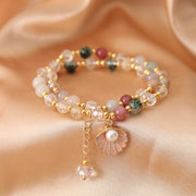 Buddha Stones Natural Various Crystal Stone Bead Pearl Shell Healing Bracelet Bracelet BS Pink Shell