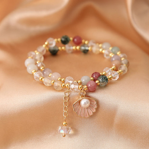 Buddha Stones Natural Various Crystal Stone Bead Pearl Shell Healing Bracelet