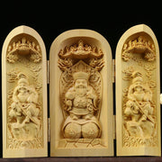 Buddha Stones Daikokuten God of Wealth Buddha Boxwood Prosperity Home Decoration Altar