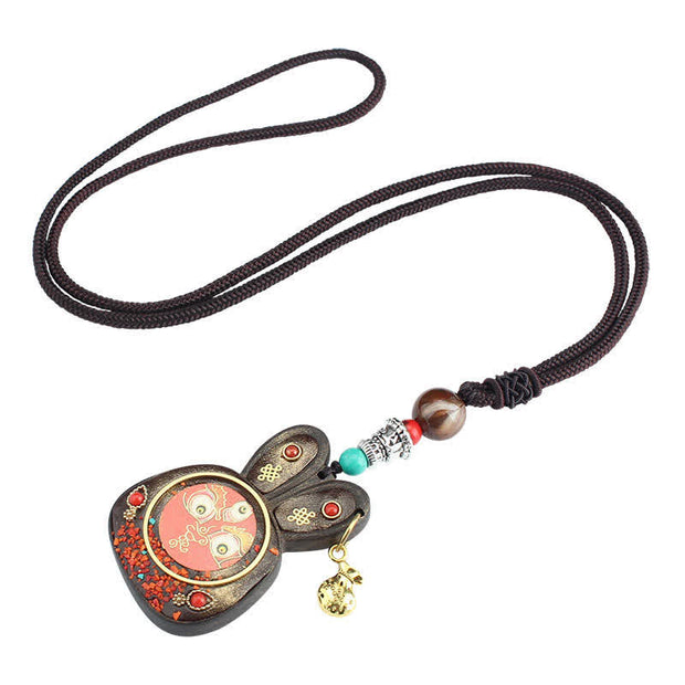 Tibet Ebony Five God of Wealth Thangka Necklace Pendant Necklaces & Pendants BS 9