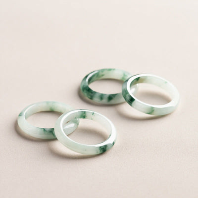 Buddha Stones Natural Green Jade Luck Abundance Ring Ring BS 21mm