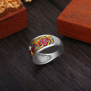 Buddha Stones 999 Sterling Silver Nine Tailed Fox Success Protection Ring