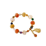 Buddha Stones Natural Golden Silk Jade Crystals Gourd Pixiu Pumpkin Beads Wealth Charm Bracelet Bracelet BS 9