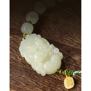 Buddha Stones 925 Sterling Silver Chinese Zodiac Hetian Jade Happiness Luck String Bracelet Bracelet BS 7