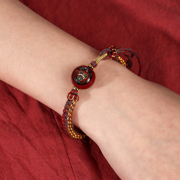Buddha Stones Colorful Rope Cinnabar Thangka Blessing Braided Bracelet Bracelet BS 7