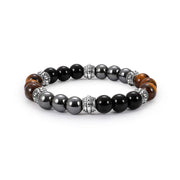 Buddha Stones Tiger Eye and Hematite Good Luck and Healing Bracelet Bracelet BS 0.31 in (8 mm)