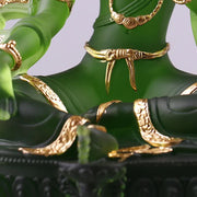 Buddha Stones Bodhisattva Green Tara Handmade Liuli Crystal Art Piece Protection Home Office Statue Decoration Decorations BS 11
