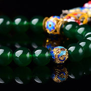 Buddha Stones Natural Green Agate Wrist Mala Success Charm Pocket Mala Car Decoration