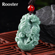 Buddha Stones Natural Jade 12 Chinese Zodiac Prosperity Necklace Pendant Necklaces & Pendants BS Rooster