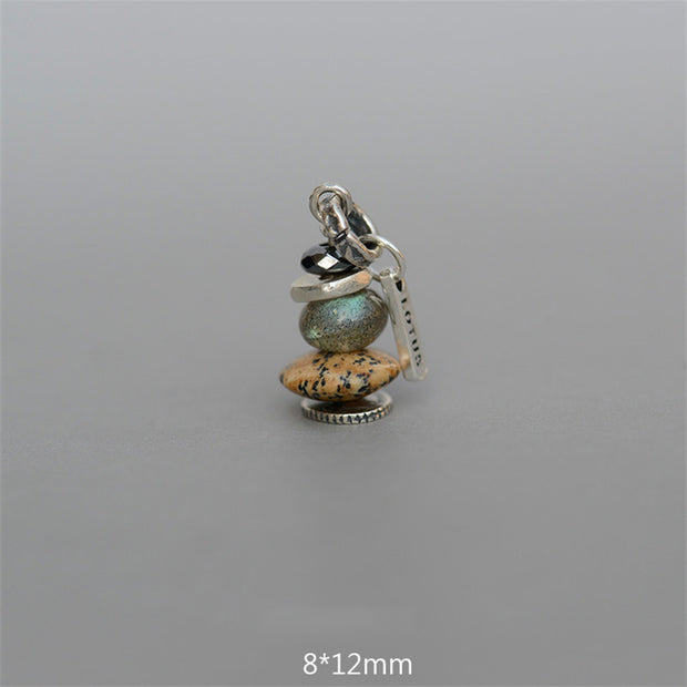 Buddha Stones Zen Cairn Labradorite Various Crystals Calm Pendant Necklace Necklaces & Pendants BS Hematite&Labradorite&Landscape Stone Pendant 8*12mm