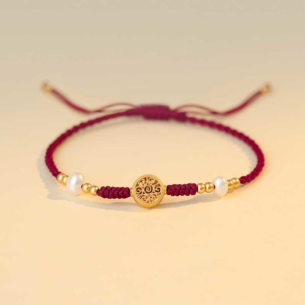 Buddha Stones Copper Coin Fortune Tree Luck Strength Braided Bracelet