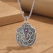 Buddha Stones Peony Flower Copper Coins Wealth Necklace Pendant Necklaces & Pendants BS 3