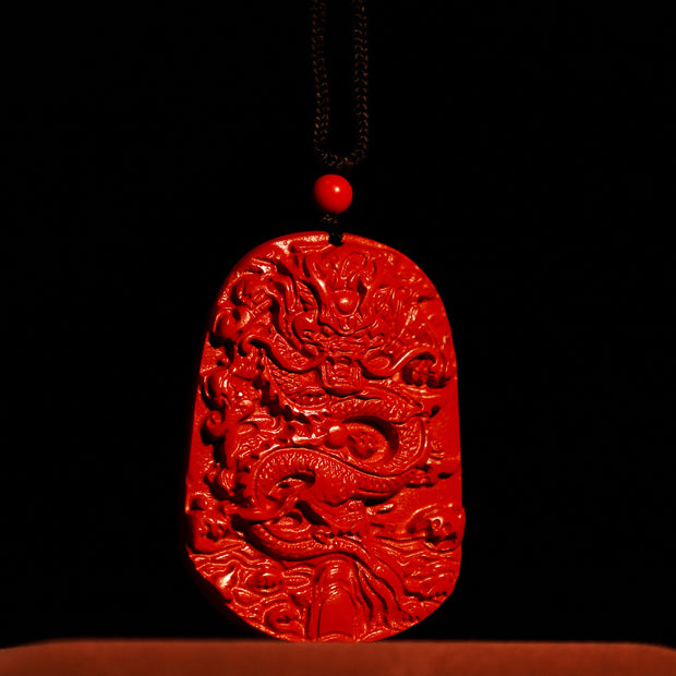Buddha Stones Year of the Dragon Natural Cinnabar Luck Protection Necklace Pendant Necklaces & Pendants BS 4