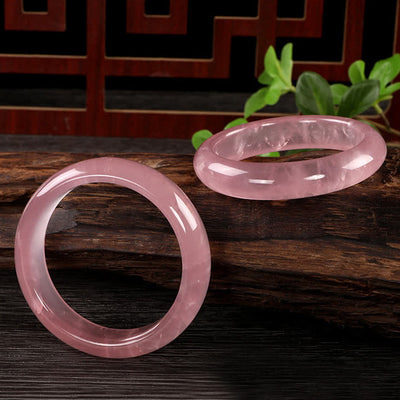 Buddha Stones Natural Pink Crystal Soothing Bangle Bracelet (Extra 30% Off | USE CODE: FS30)
