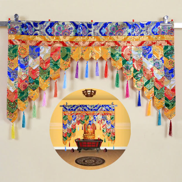 Buddha Stones Tibetan Five Colors Hanging Curtain Prayer Altar Healing Meditation Curtain Prayer Altar BS 1