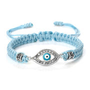 Buddha Stones Evil Eye Keep Away Evil Spirits String Bracelet Bracelet BS Light Blue Light Blue Evil Eye Silver Border