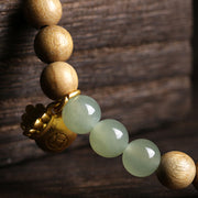 Buddha Stones Natural Sandalwood Hetian Jade Money Bag Protection Bracelet Bracelet BS 3