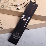 Buddha Stones Oriole Bird Flower Ebony Wood Bookmarks With Gift Box